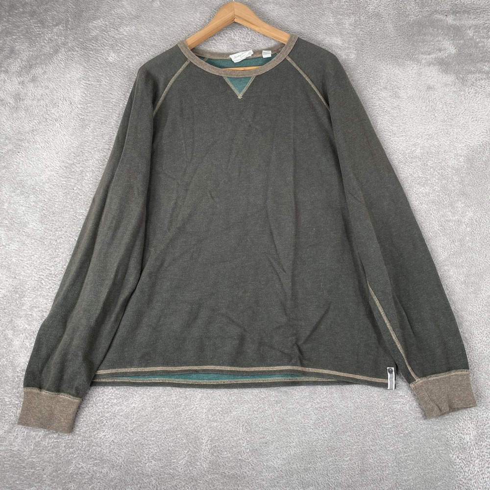Tommy Bahama Reversible Sweatshirt Mens XL Green Teal Cotton Tencel Pullover